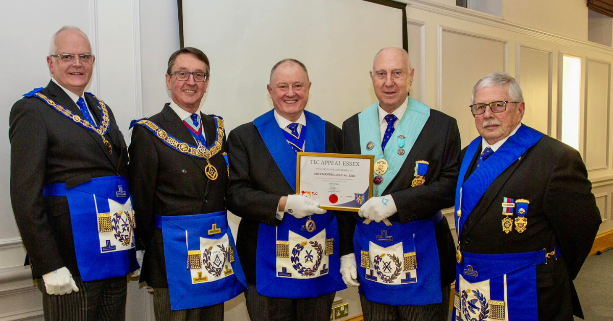 Essex Masters Lodge Supports TLC Essex with Over £3,000 Donation